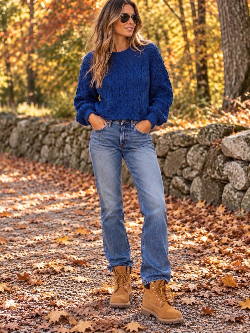 J. Crew 100% Cotton Blue Cable-Knit Crewneck Sweater
